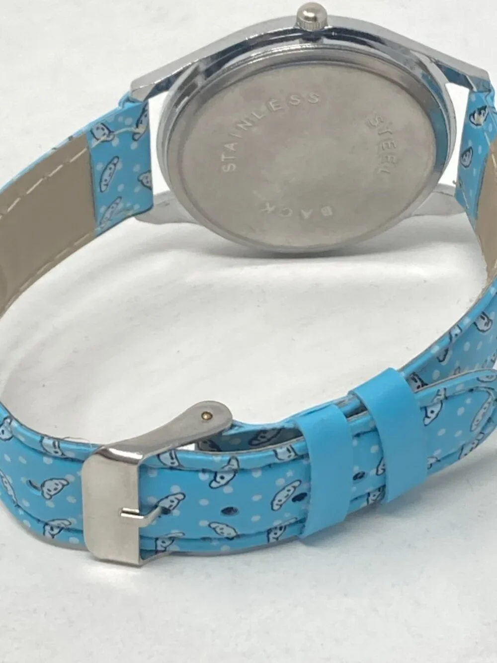 Cinnamoroll Womens Watch 36mm Silver Tone Sanrio Faux Leather New Battery 8.75